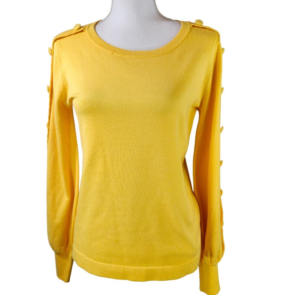 New Karl Lagerfeld Paris Sweater Top Crewneck Longsleeve XS Yellow NWT Rayon